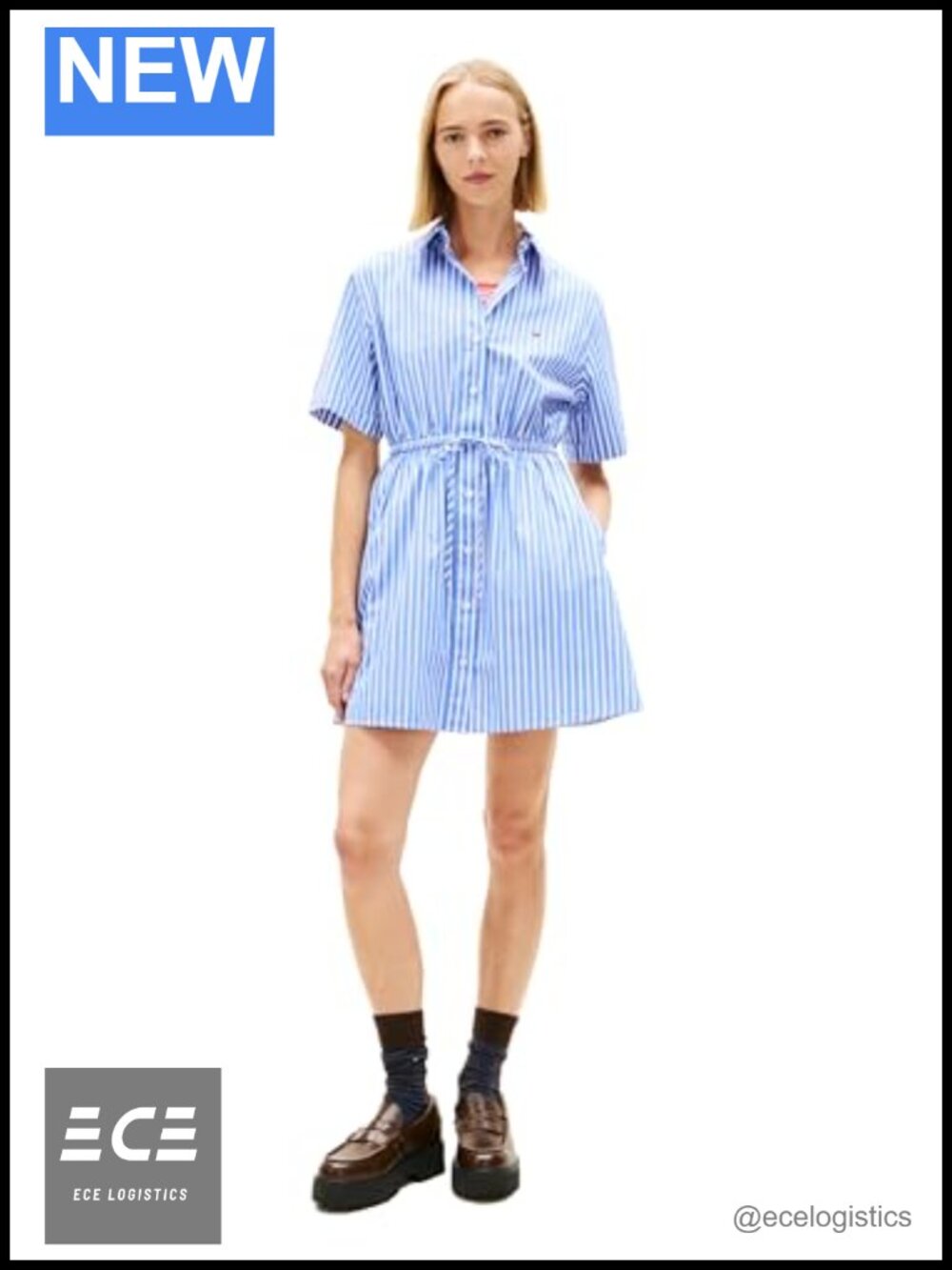 Women's Cotton Poplin Mini Shirt Dress Collared Short Sleeve Button Down Casual